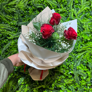  Burdur Çiçek Gönder - 3'Lü Kırmızı Gül Buketi