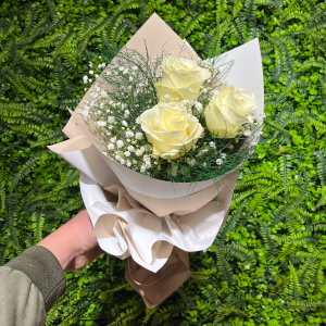  Burdur Çiçek Gönder - 3'lü Beyaz Gül Buketi