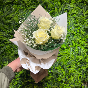  Burdur Çiçek Gönder - 3'lü Beyaz Gül Buketi