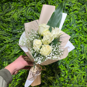  Burdur Çiçek - 5'Li Beyaz Gül Buketi